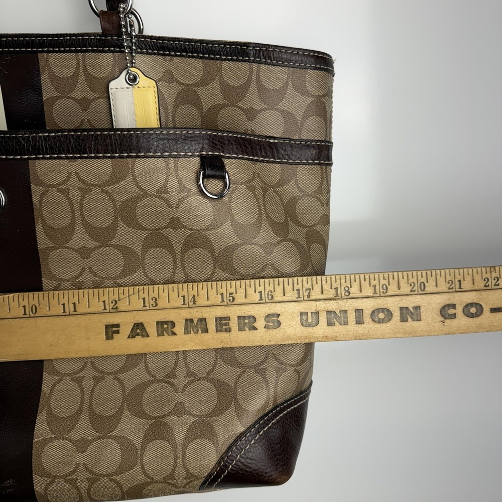 Coach Signature Stripe Diaper Bag Tote Brown Canvas Large Changing Pad - Picture 4 of 13